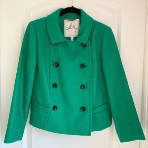 Milly of New York Double Breasted Wool Pea Coat Green Size 6, NWOT
